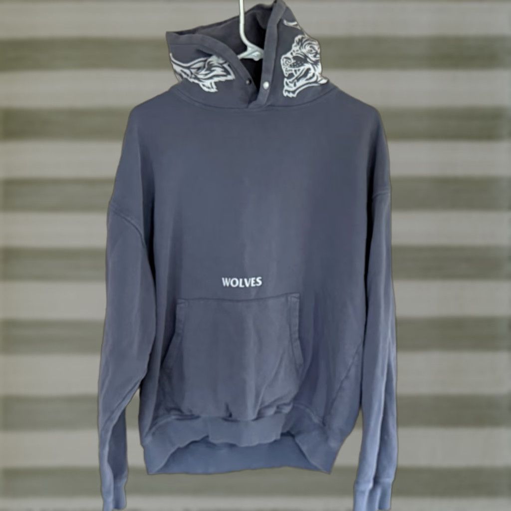 Sport Darc Sport Wolves Heavy Weight Graphic Print Hoodie Hoodie Blue Grey M Mens Regular Hoode T-Shirts, Sweatshirt