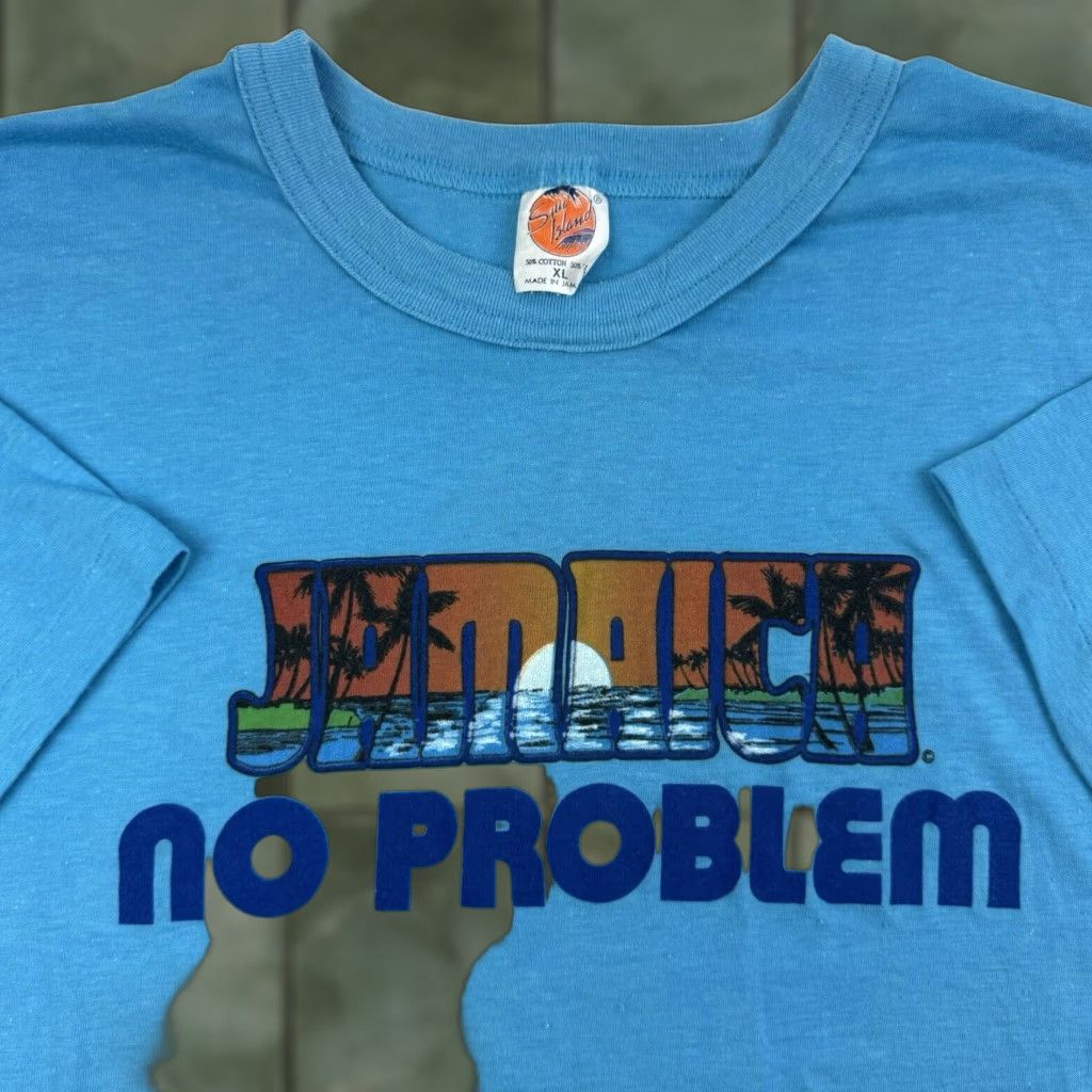 Vintage Sun Island Jamaica T Shirt Adult Xl Blue Tropical 80s Beach Graphic No Problem