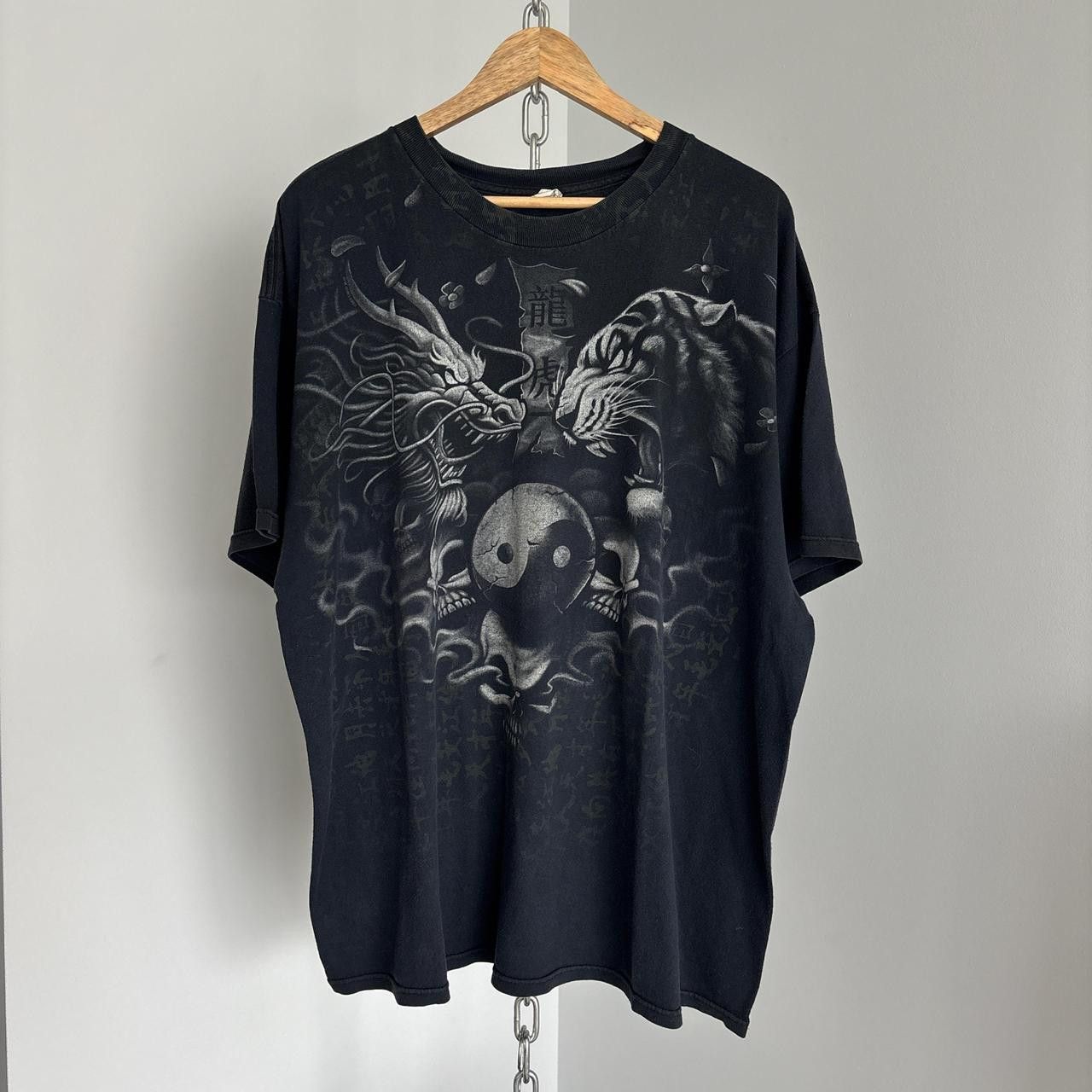 Alstyle Vintage Y2k Dragon Ying Yang Tiger Tee 2000s Grunge Size 2xl