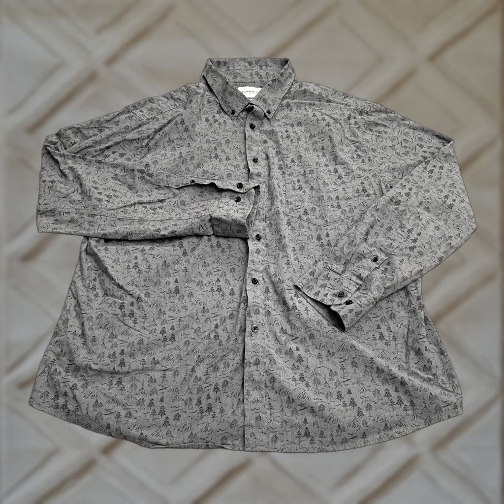 Vintage Goodfellow Northrop Slim Fit Shirt Mens 2xl Gray Patterned Long Sleeve Casual Shirt