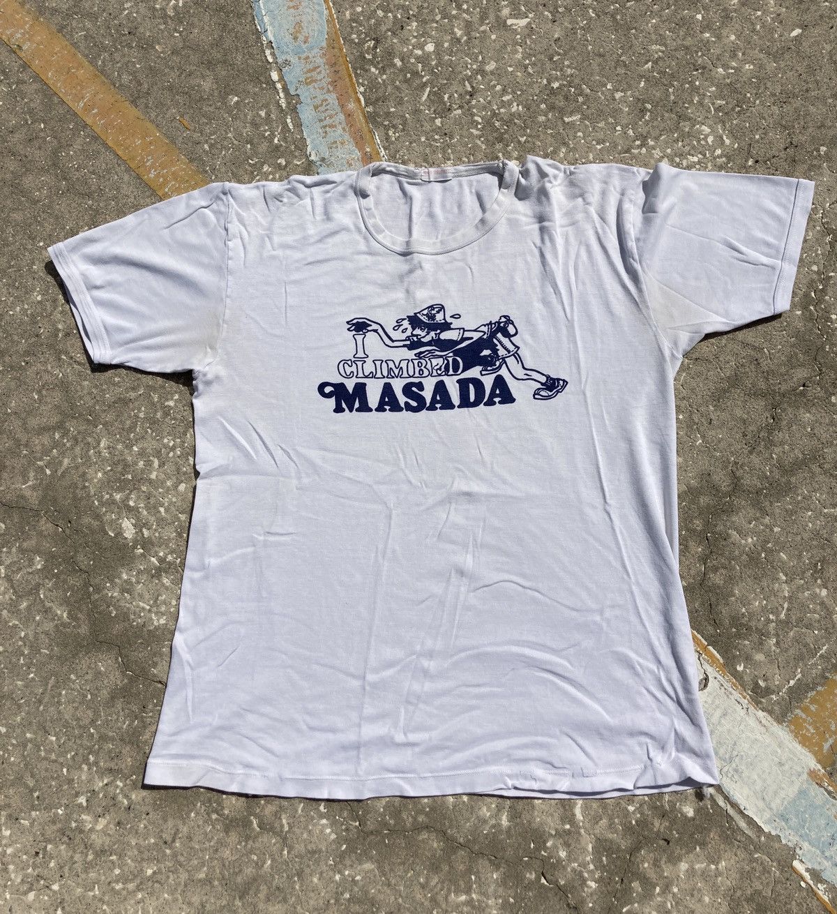 Vintage 70s 80s I Climbed Masada Mountain Tourist Tee Shirt