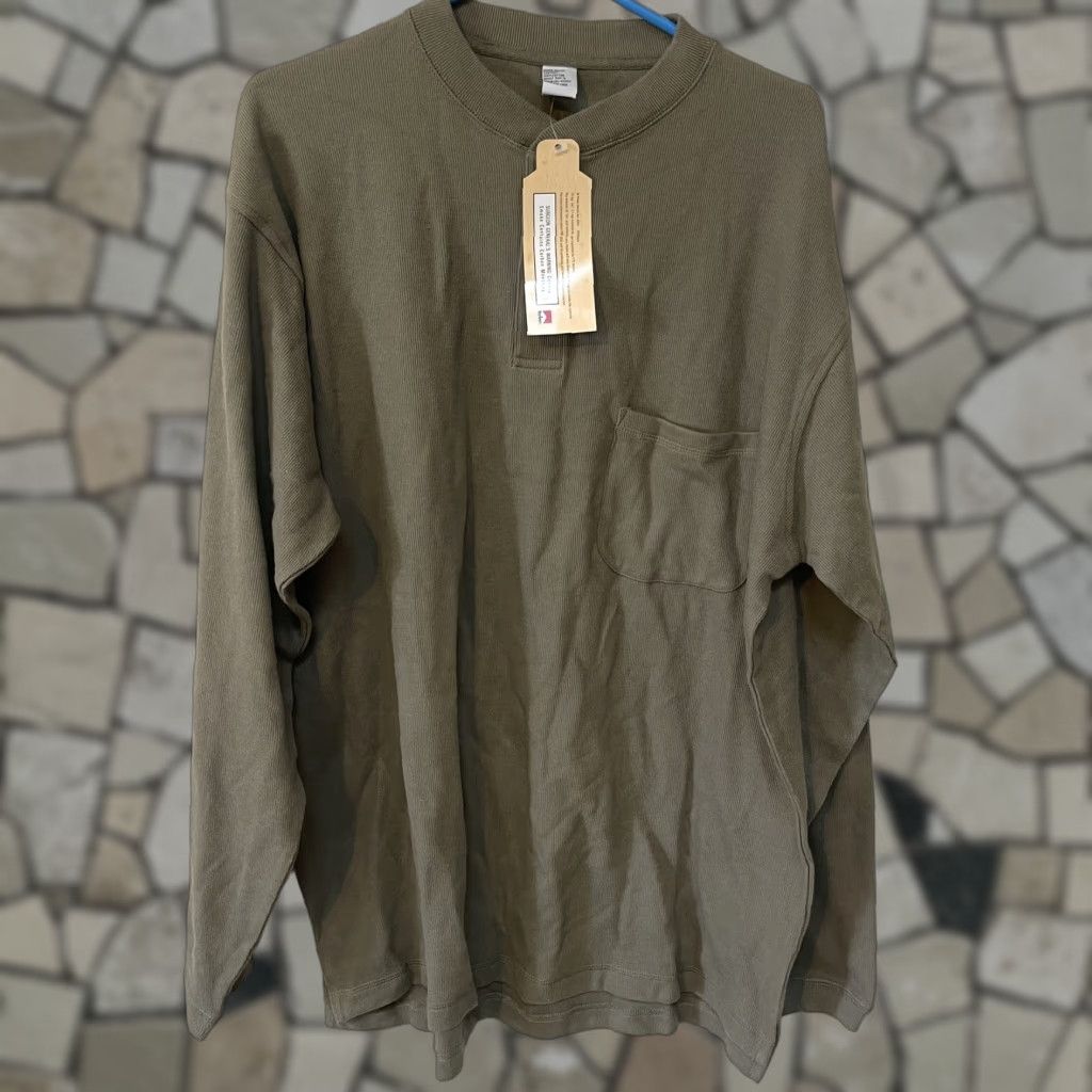 Vintage Marlboro Cowboy Shirt Men Long Sleeve Green 2001 Henley Cotton Fall Winter