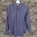 Vintage H Bar C Long Tail Shirt Mens 15 5 33 Blue Metallic Pearl Snap Western Usa Long Sleev