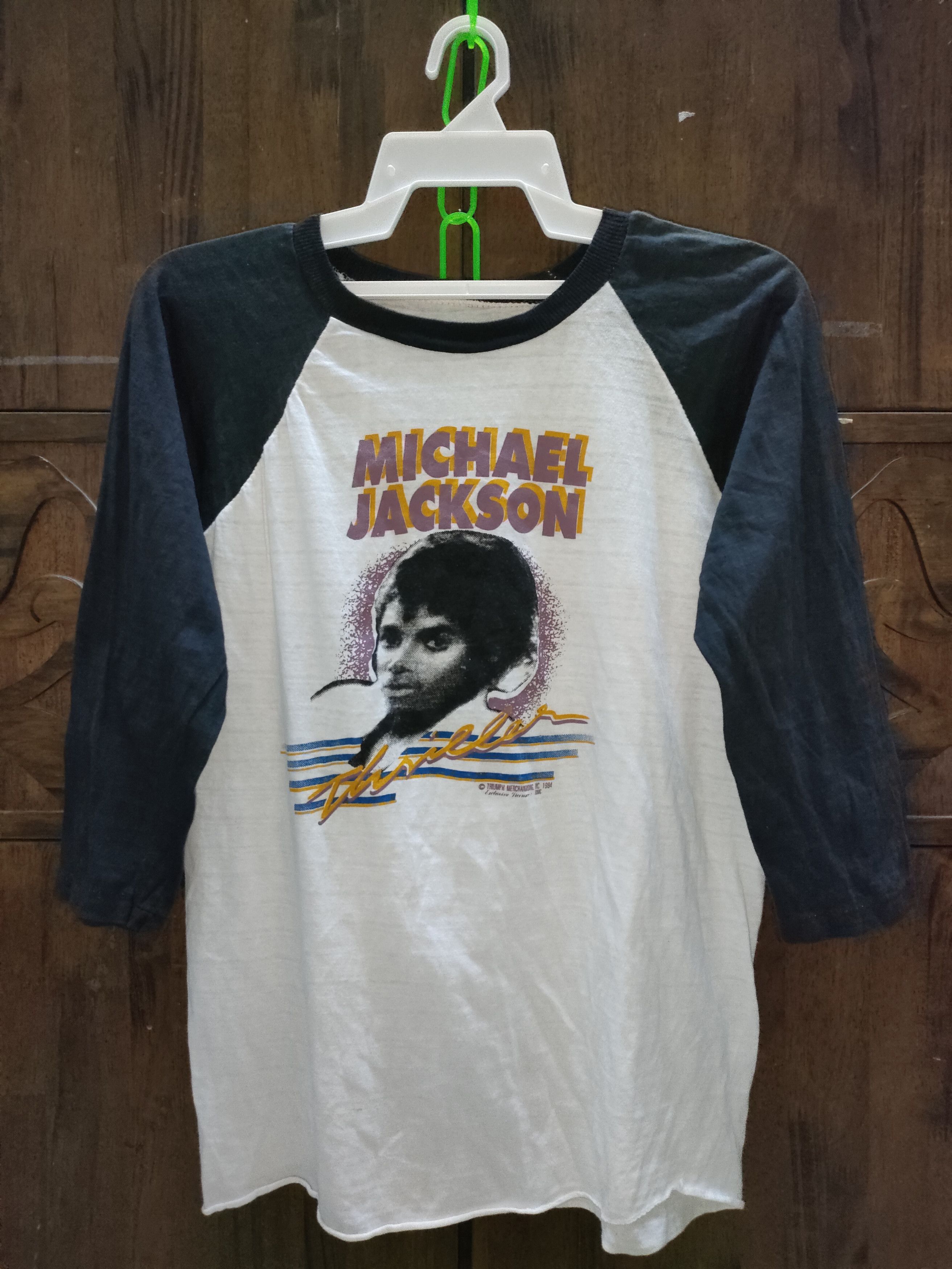Vintage Michael Jackson 3 Quaters Raglan Pop Music Tee