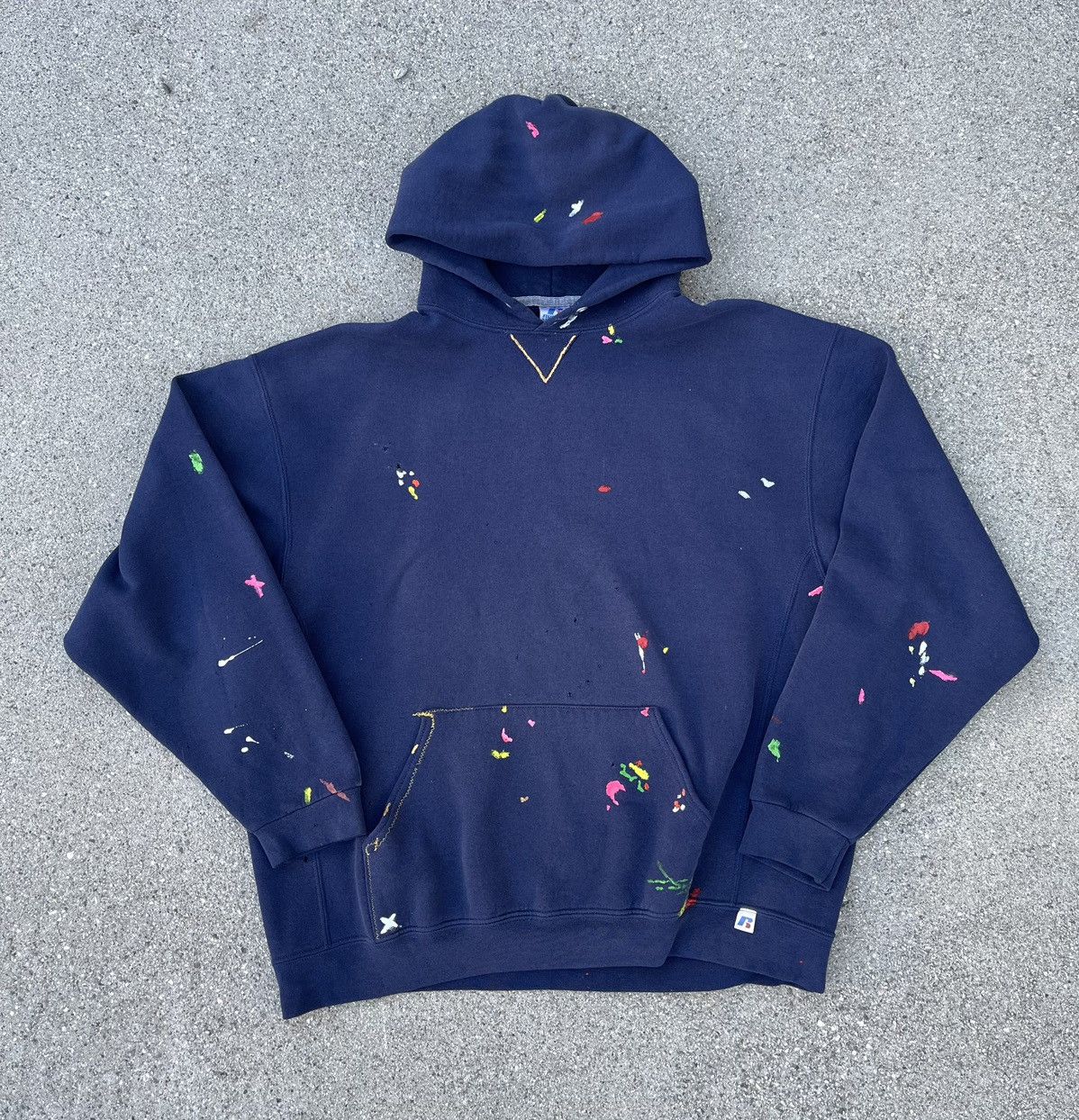 Athletic Custom Russell Athletic Hoodie Thrashed Distressed Painted