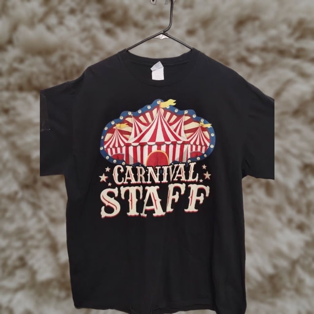 Company Port Company Carnival Event Staff Graphic T Shirt Men 2xl Black Short Sleeve Crew Neck Hoodie, Sweatshirt