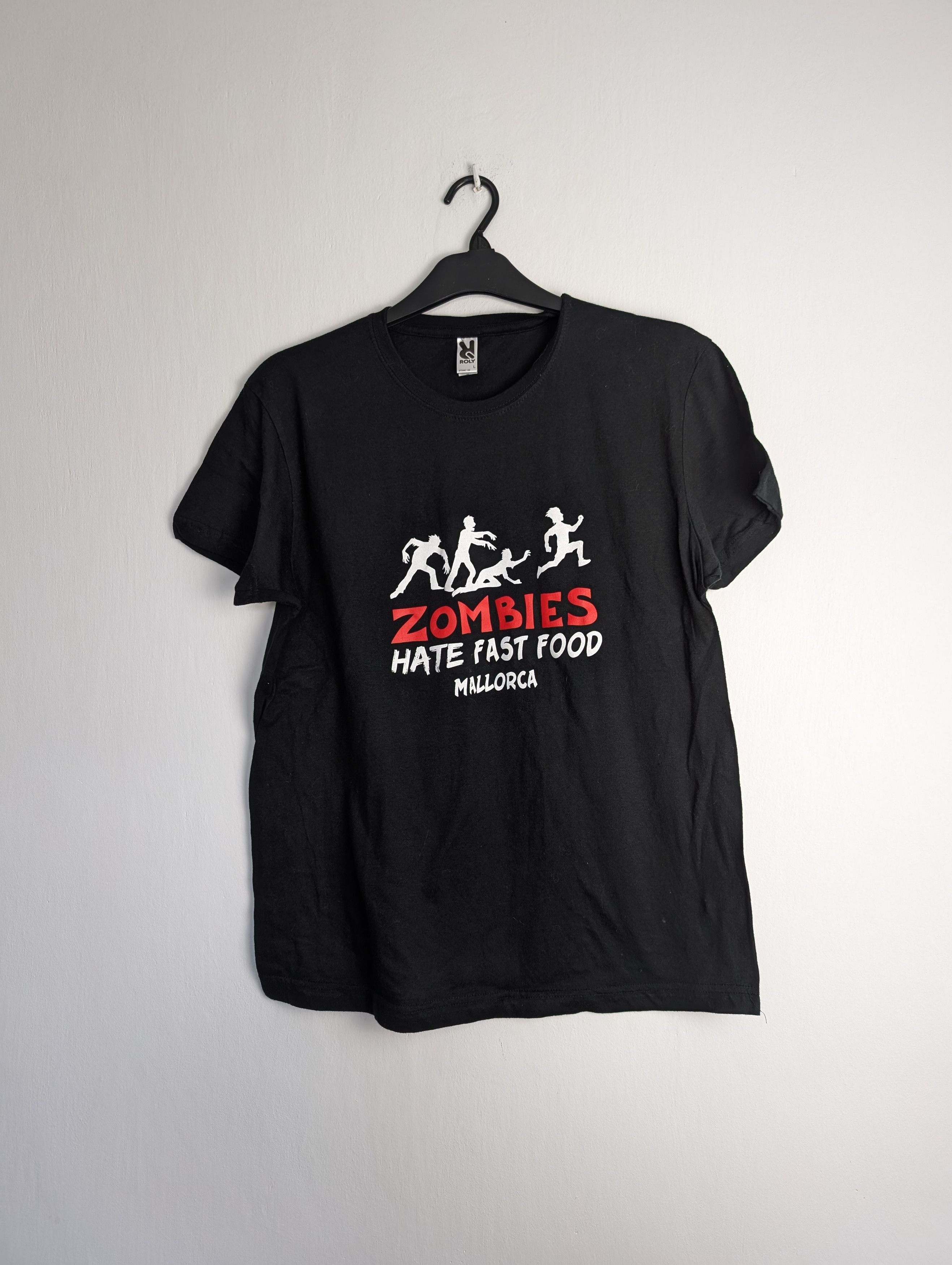 Vintage Black Mallorca Zombies Hate Fast Food Graphic T Shirt