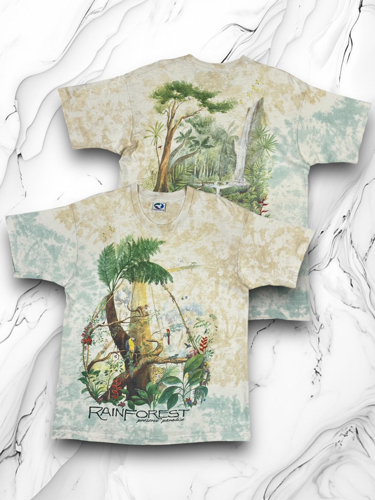 Liquid Blue Vintage 90s Liquid Blue Rain Forest Art 1991 Tropical Tee