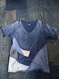 Kountry Kapital Kountry Indigo Patchwork T Shirt V Neck Hoodie, Sweatshirt | FlexRushtees.com