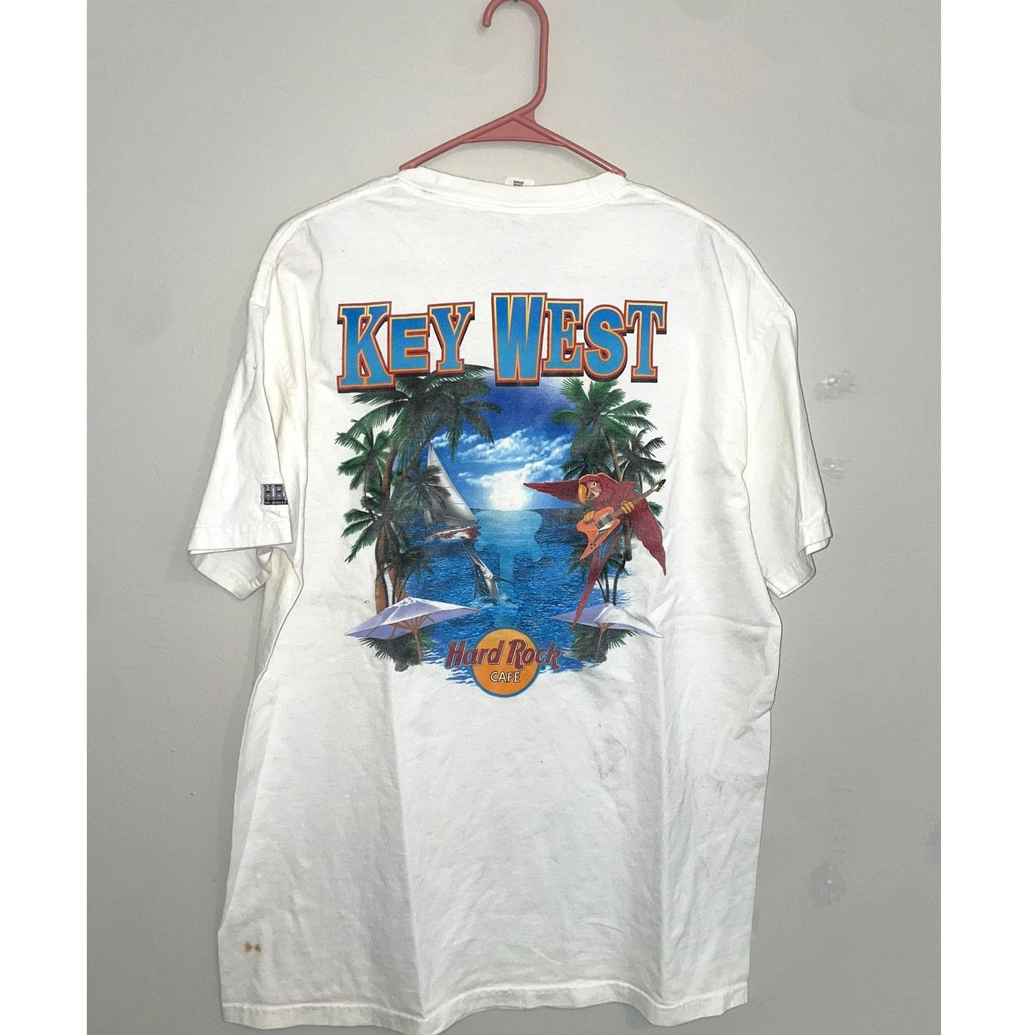 Rock Cafe Hard Rock Cafe Florida Key West Beach Tropical L White Shirt