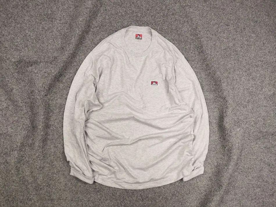 Vintage Ben Davis Design Oversized Logo Gray Long Sleeve
