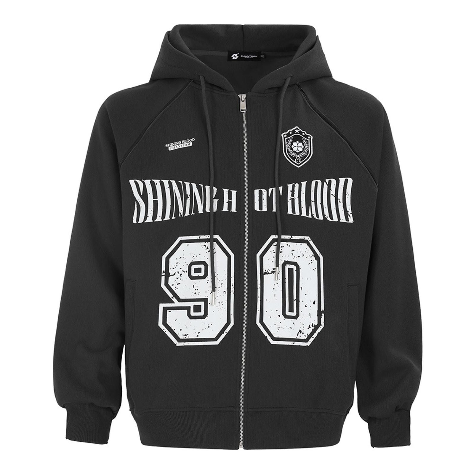 Vintage Shining Blood 90 Graphic Zip Up Hoodie
