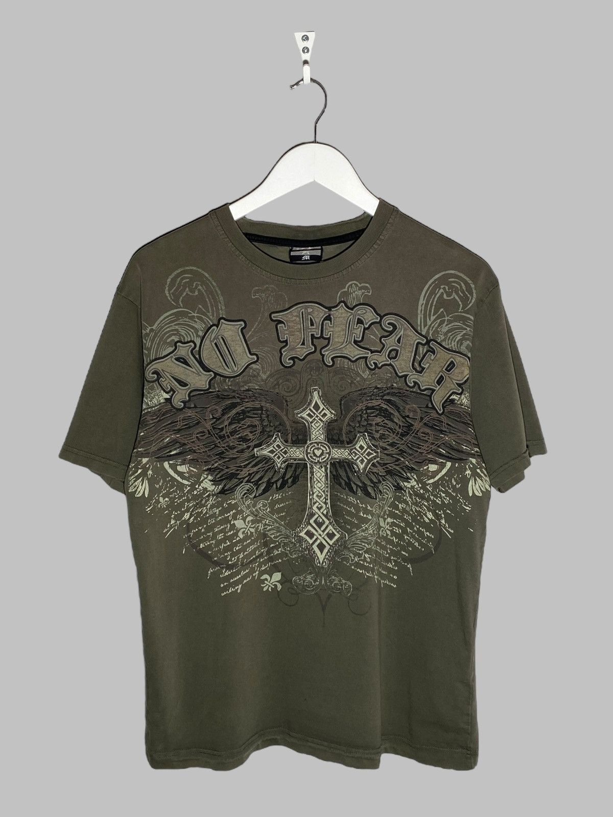 Fear Y2k No Fear Cross Tee Tribal Gothic Vintage Bmx Style
