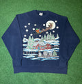 Vintage 90s Christmas Santa Reindeer Winter Sweatshirt T-Shirts, Hoodie | FlexRushtees.com
