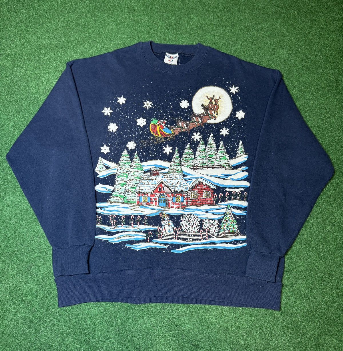 Vintage 90s Christmas Santa Reindeer Winter Sweatshirt T-Shirts, Hoodie | FlexRushtees.com