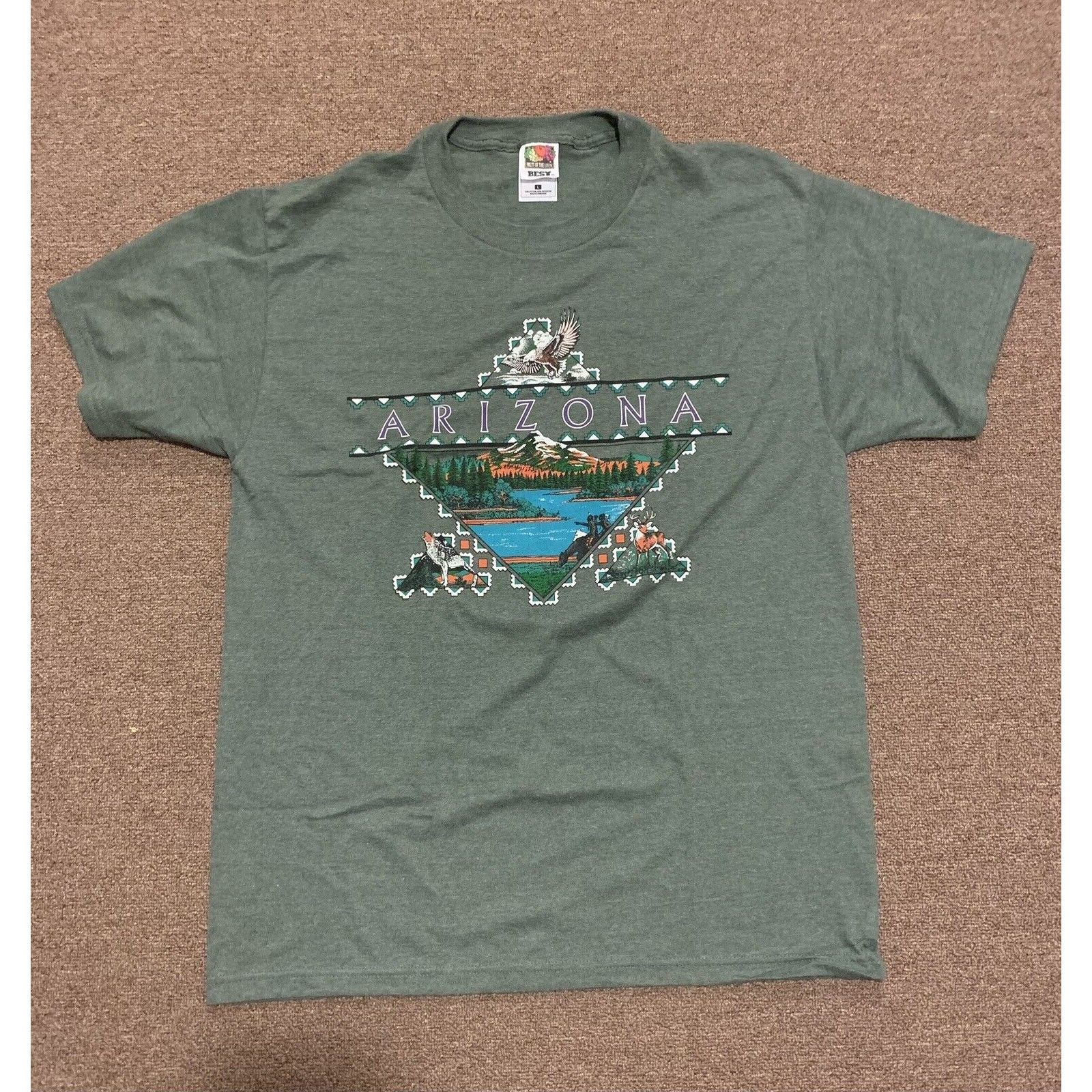 Fruit Of The Loom Vintage Arizona Tribal Nature Western Mountain T Shirt Large