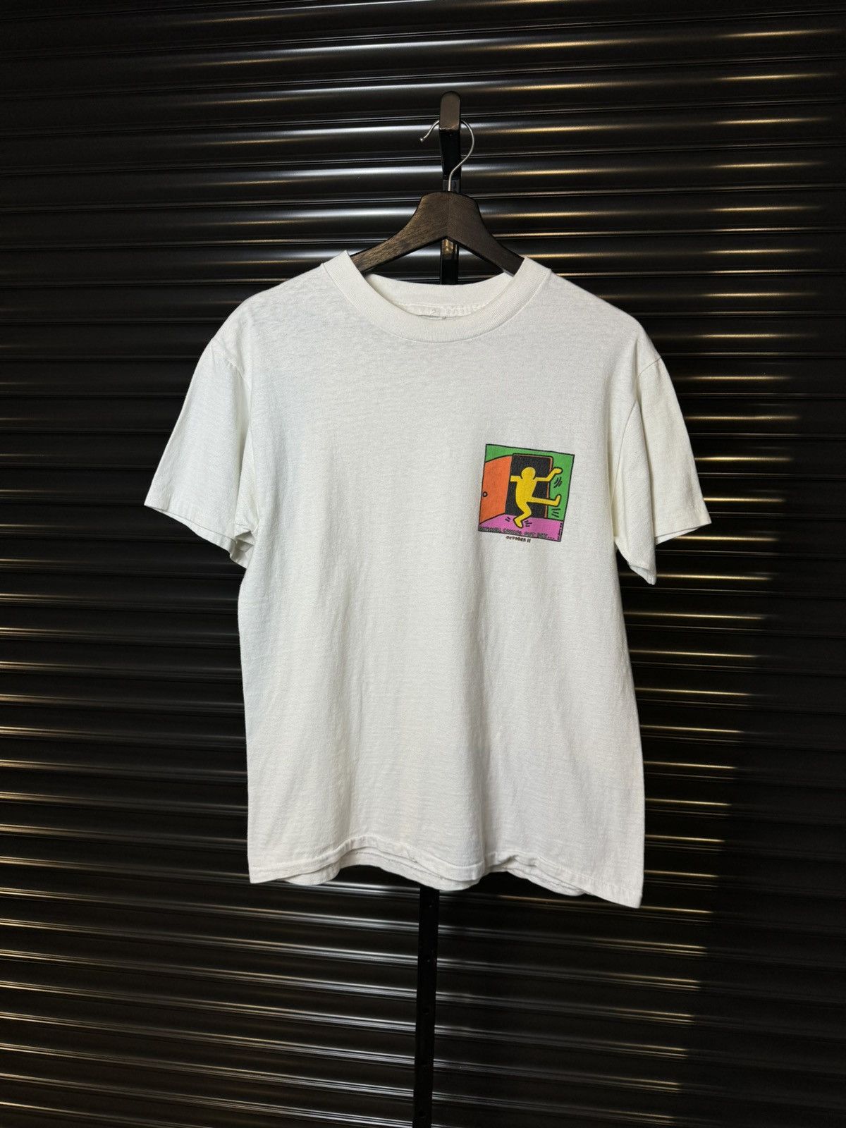 Vintage 90s Keith Haring National Coming Out Day Art Tee M Hoodie, Sweatshirt | FlexRushtees.com