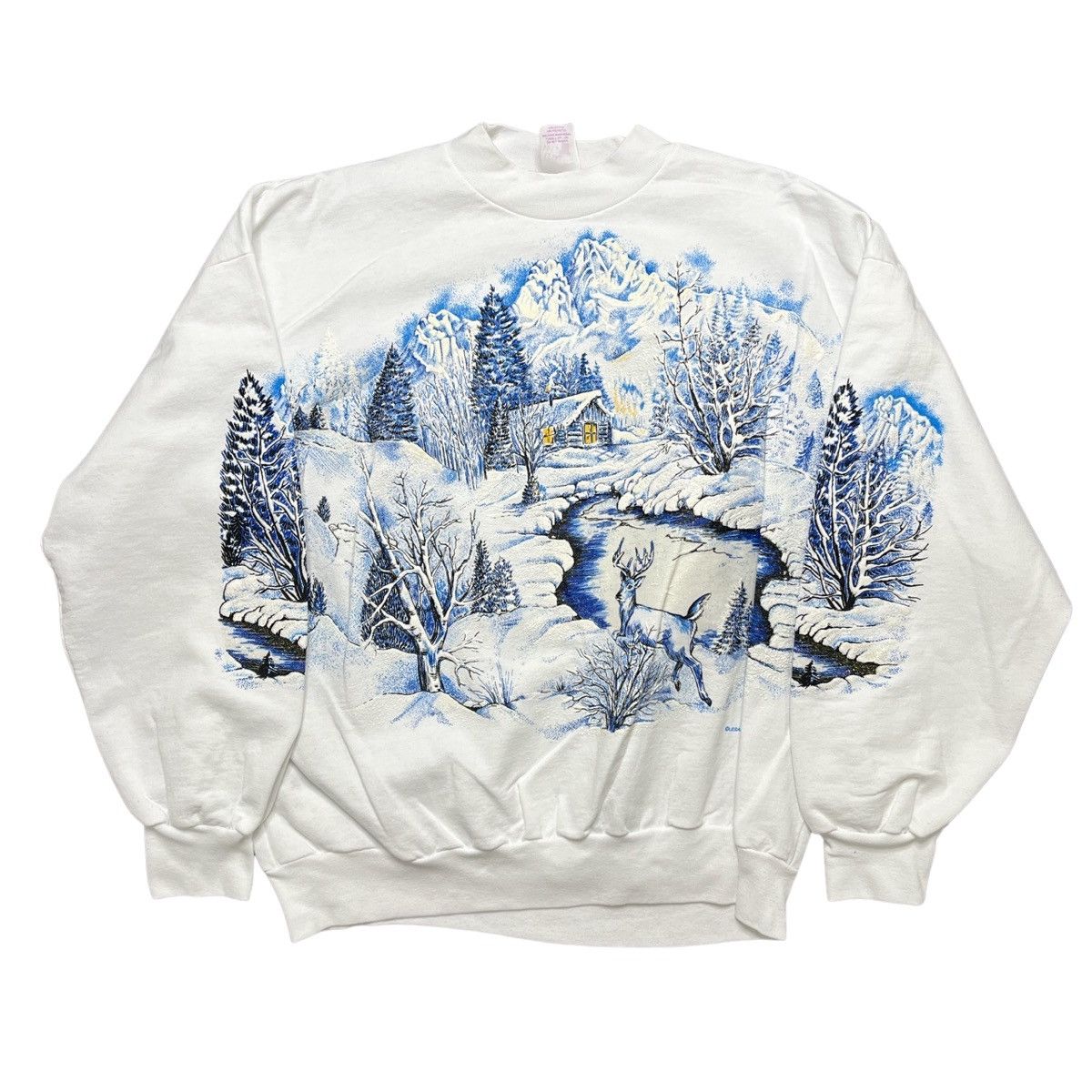 Vintage Winter Landscape Crewneck Sweatshirt T-Shirts, Hoodie | FlexRushtees.com