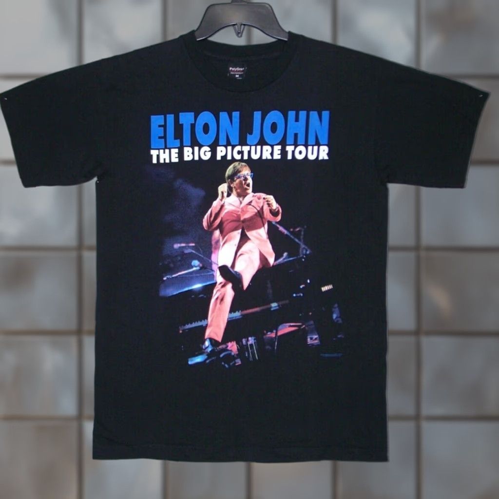 Etro Elton John Graphic T Shirt Adult Medium Black Cotton Retro Concert Music Mens Hoodie, Sweatshirt | FlexRushtees.com