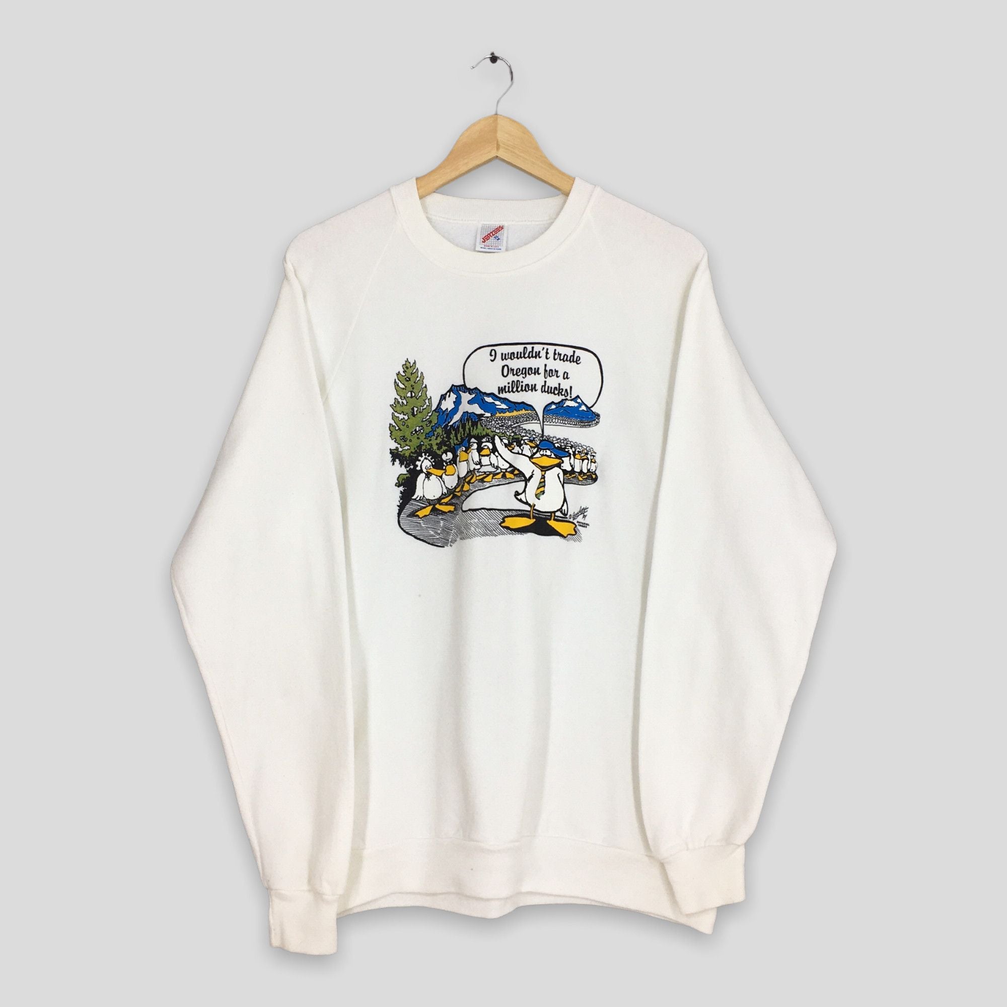 Other Vintage 90s Ducks Quackers White Sweatshirt Xlarge