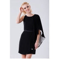 Halston Black White Colorblock Half Cape Flutter Cocktail Dr T-Shirts, Hoodie, Sweatshirt | AU16VibeMintTees.com