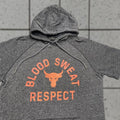Armour Under Armour Shirt Mens M Gray Project Rock Hooded Pullover Graphic Print Blood Sweat R