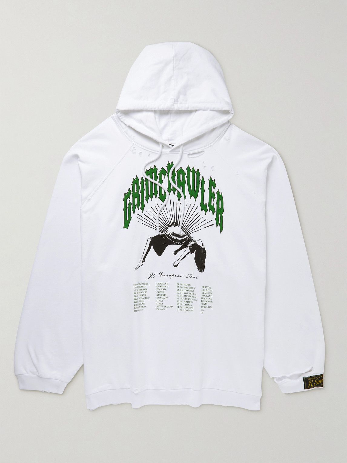 Raf Simons Grimcrawler Oversized Distressed Printed Hoodie