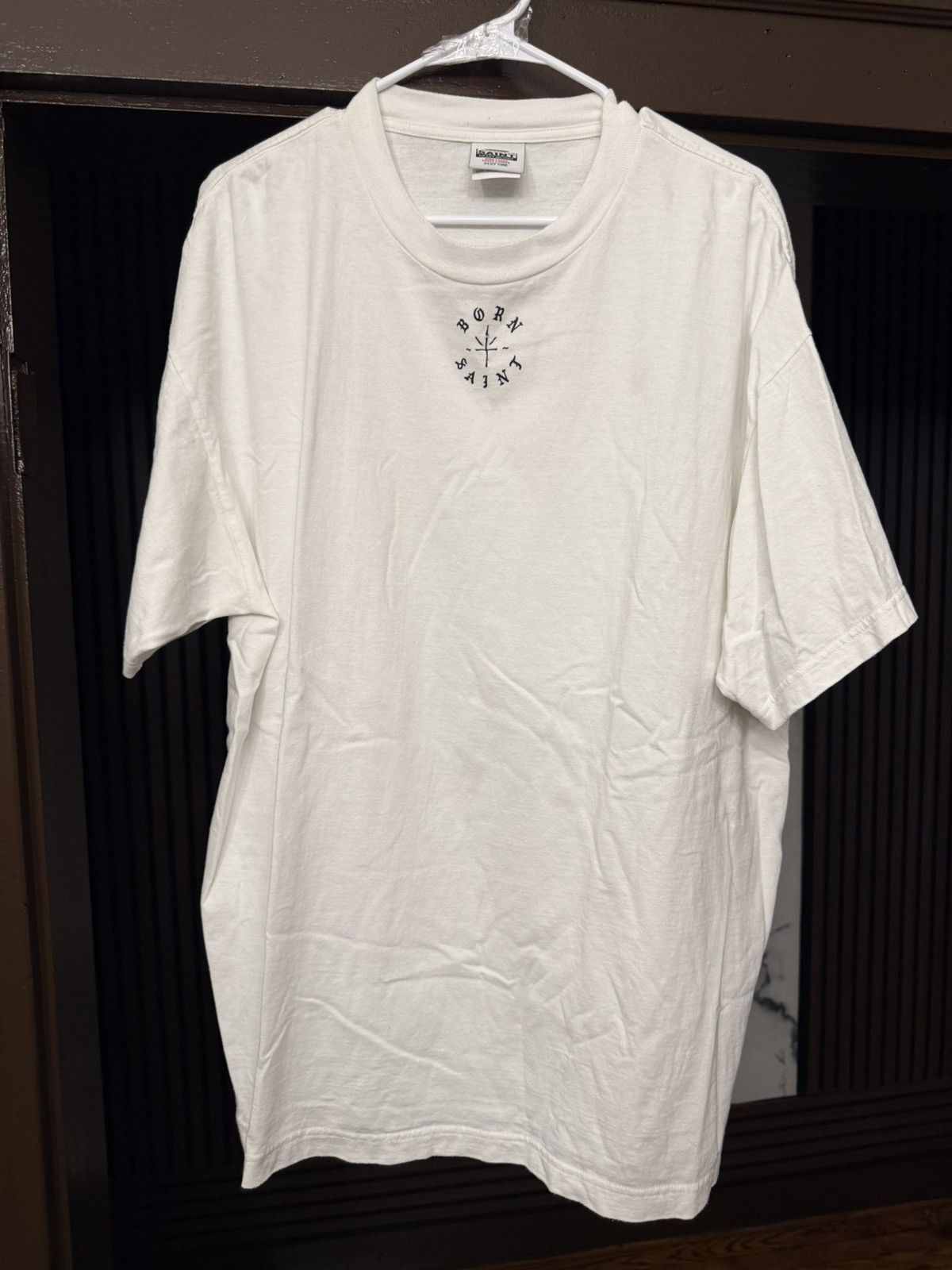 Raised X Saint Michael Saint Michael X Born X Raised White Tee Size Xxl Hoodie, Sweatshirt | FlexRushtees.com
