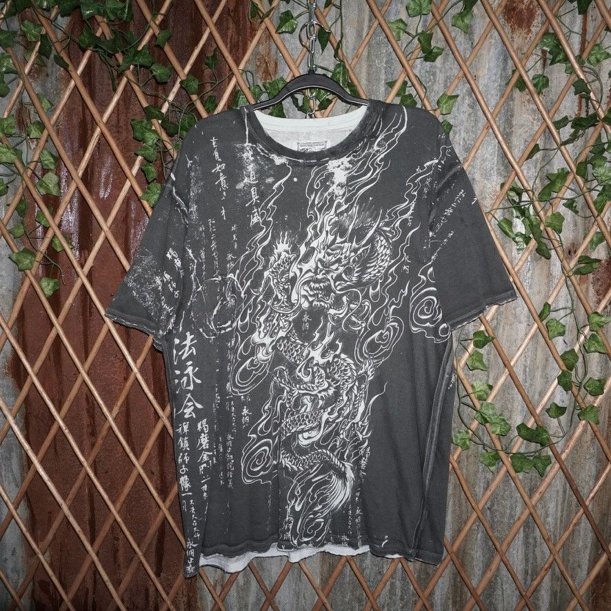 Affliction Xxl Vintage Y2k Retrofit Aop Grunge 2000s Dragon T Shirt