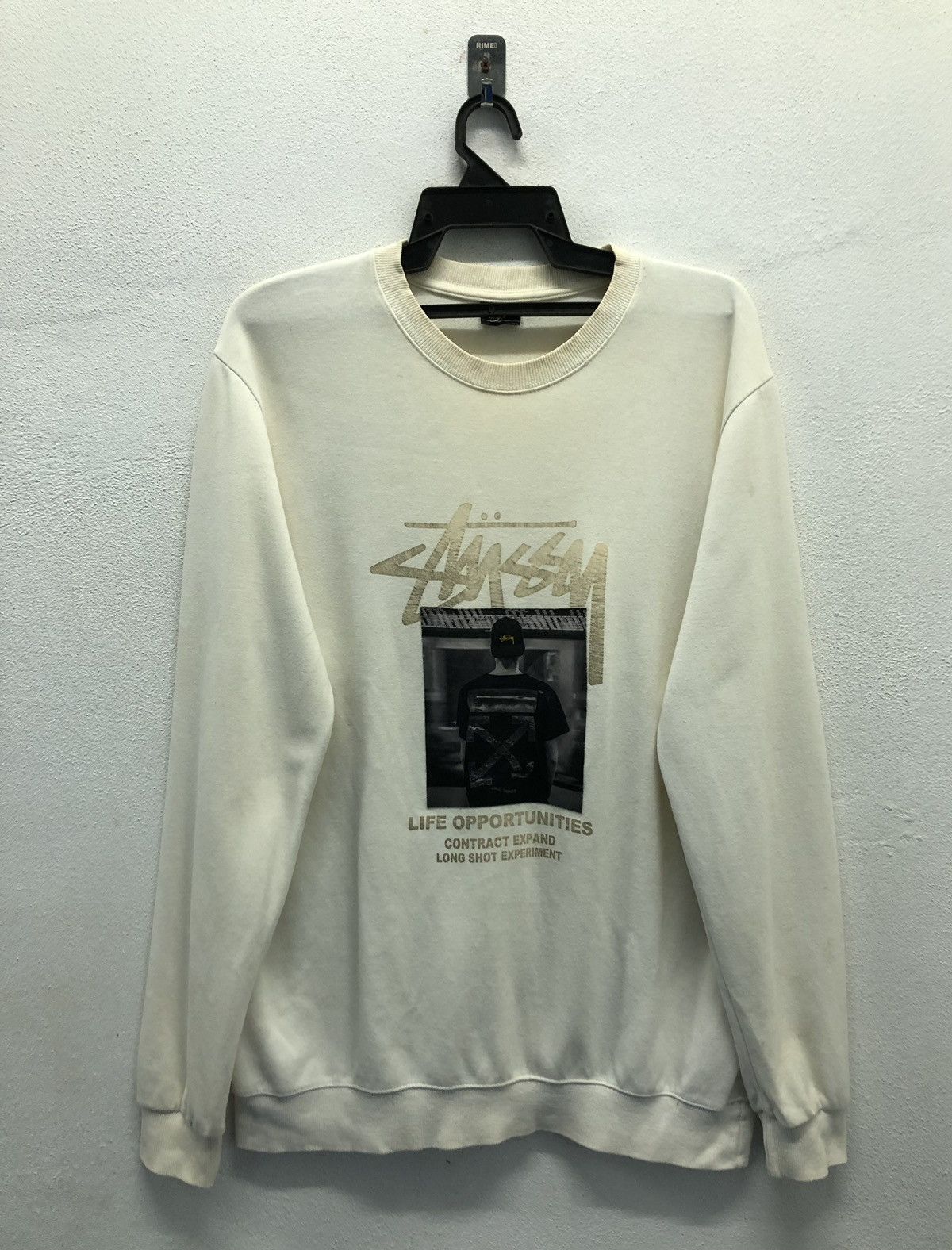 Vintage Stussy Life Opportunities Graphic Sweatshirt White T-Shirts, Hoodie | FlexRushtees.com