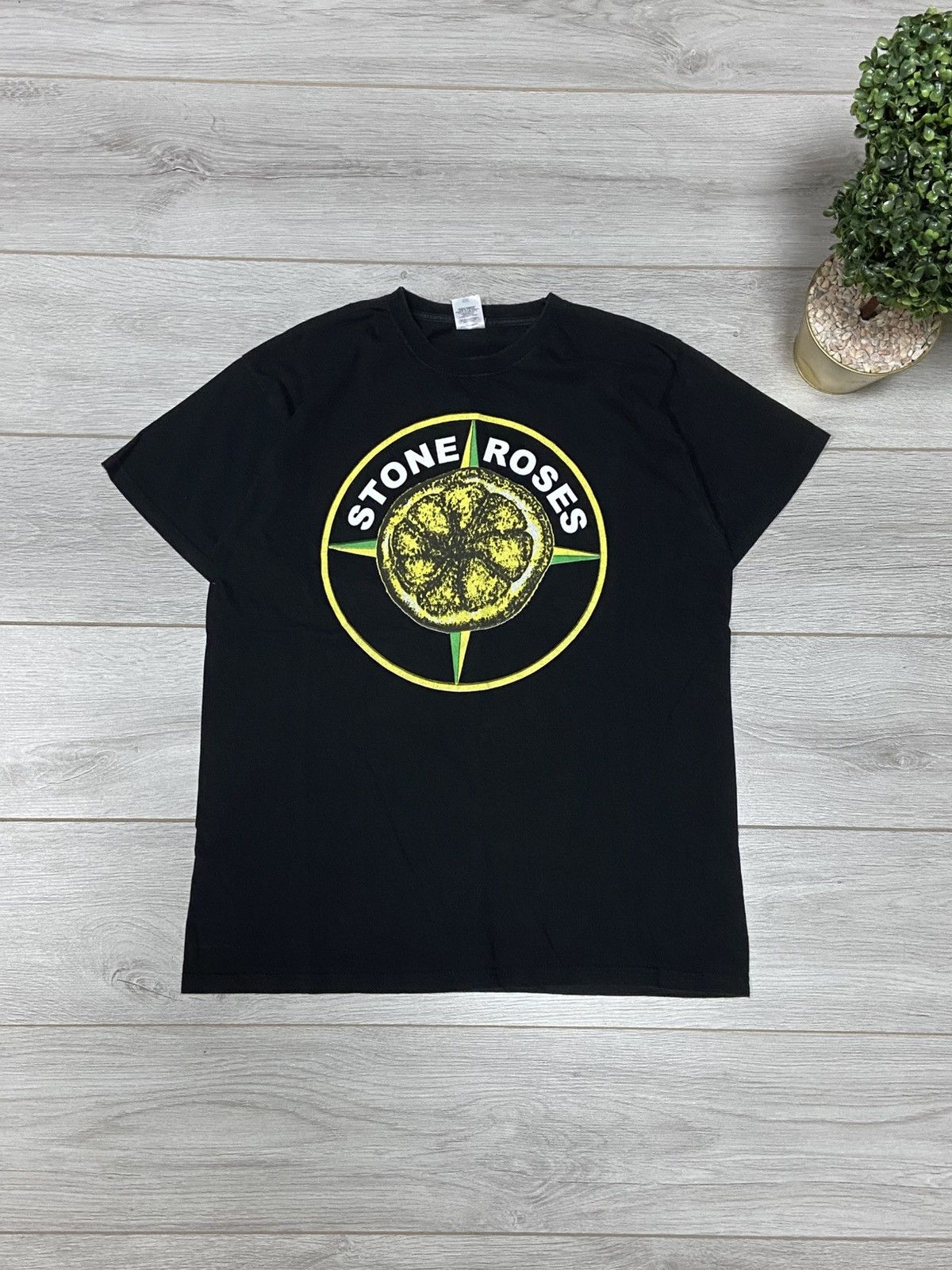 Vintage 00s The Stone Roses Stone Island Lemon Shirt Trashed Hoodie, Sweatshirt | FlexRushtees.com