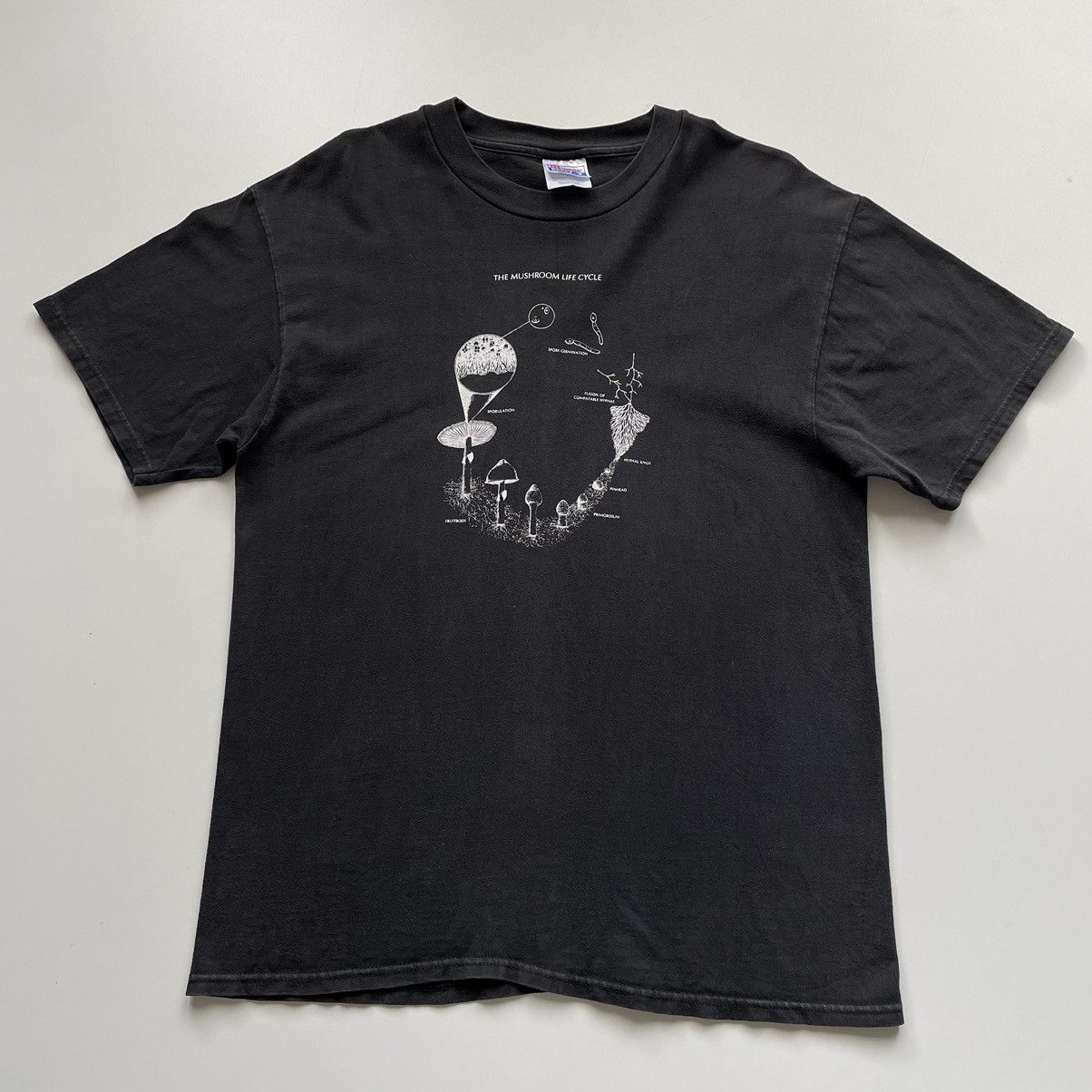 Vintage 90s The Mushroom Life Cycle Art Graphic T Shirt Rare