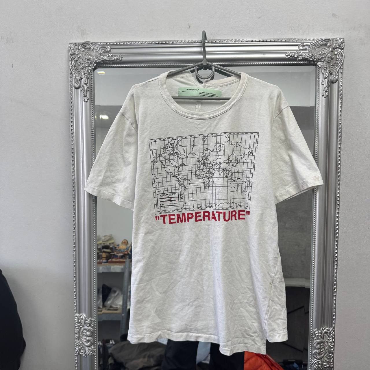 White Off White T Shirt Temperature Map Spliced Big Logo Hoodie, Sweatshirt | FlexRushtees.com