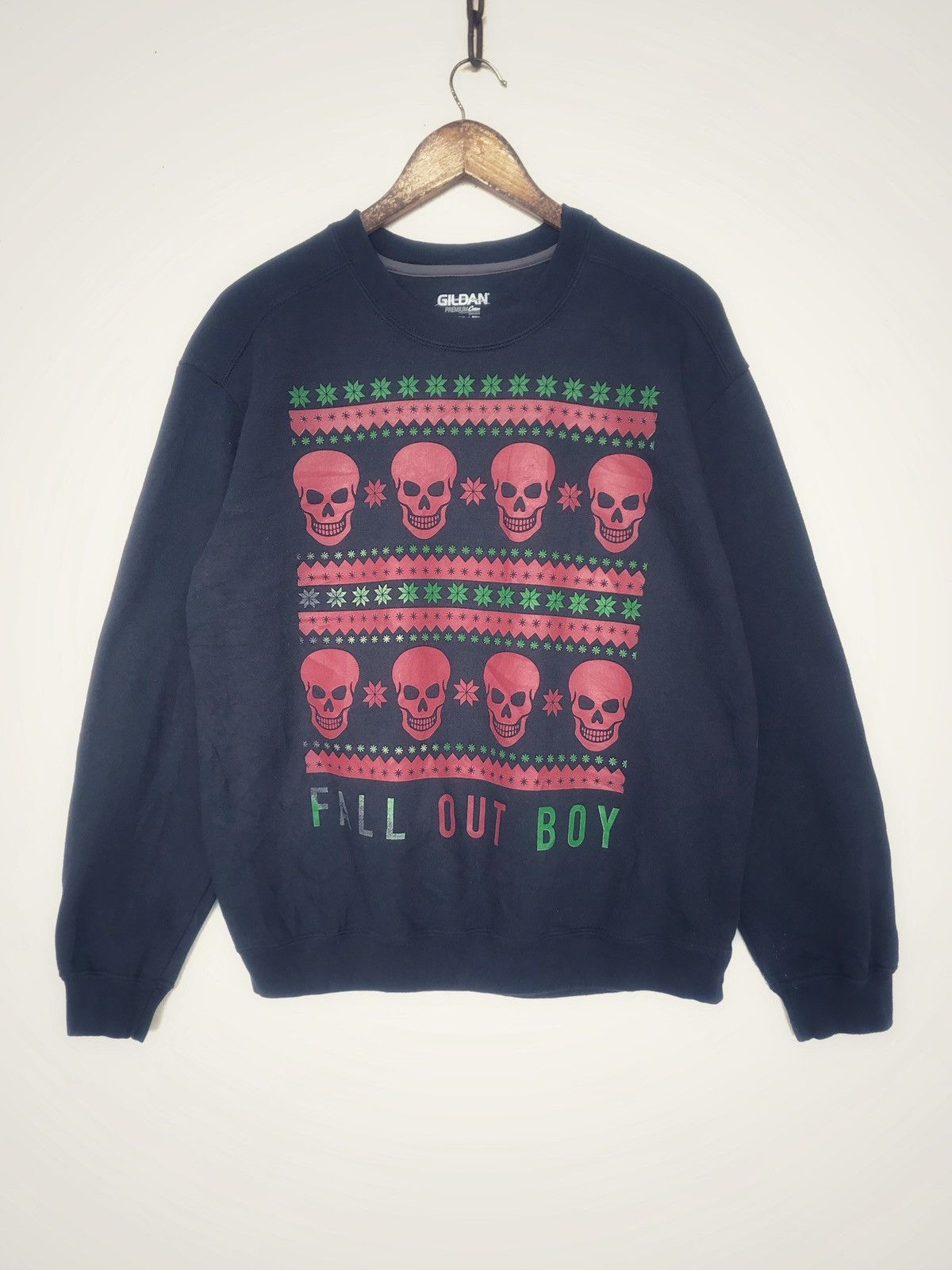 Gildan Navy Blue Fall Out Boy Sweatshirt Christmas Edition T-Shirts, Hoodie | FlexRushtees.com