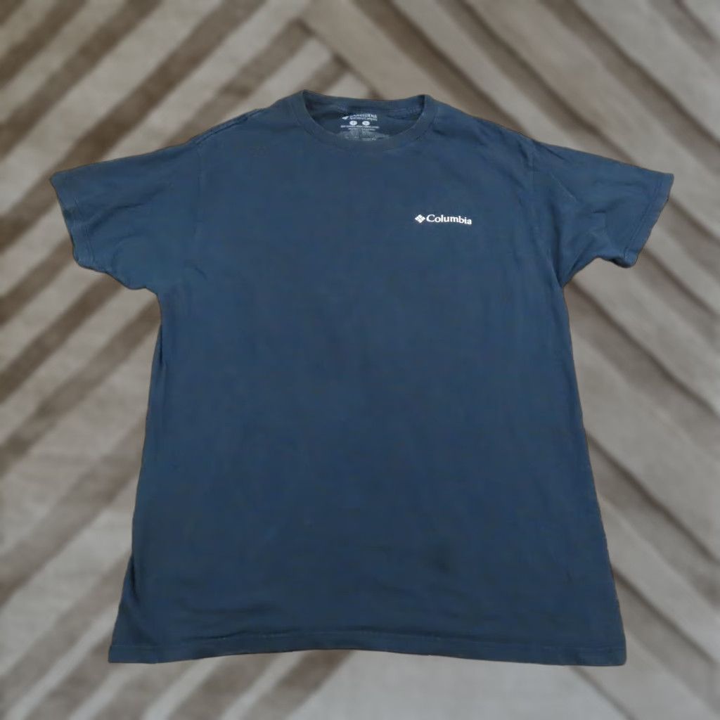Vintage Columbia Men S T Shirt Large Blue Outdoor Hiking Graphic Cotton Outdoors 90s Casual