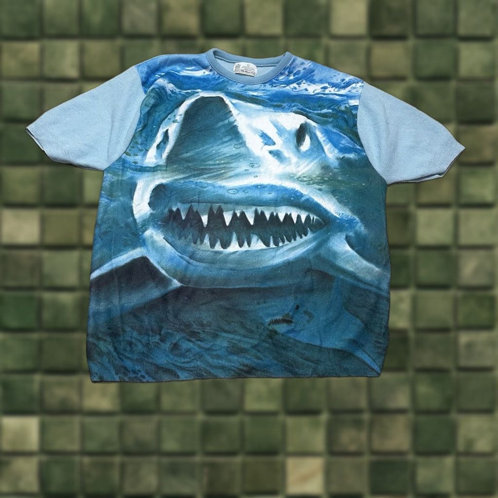 Sears Vintage Kings Road Sears Mens Store Shirt L Blue Shark Graphic Graphic Tee 70s Mens Large Blue
