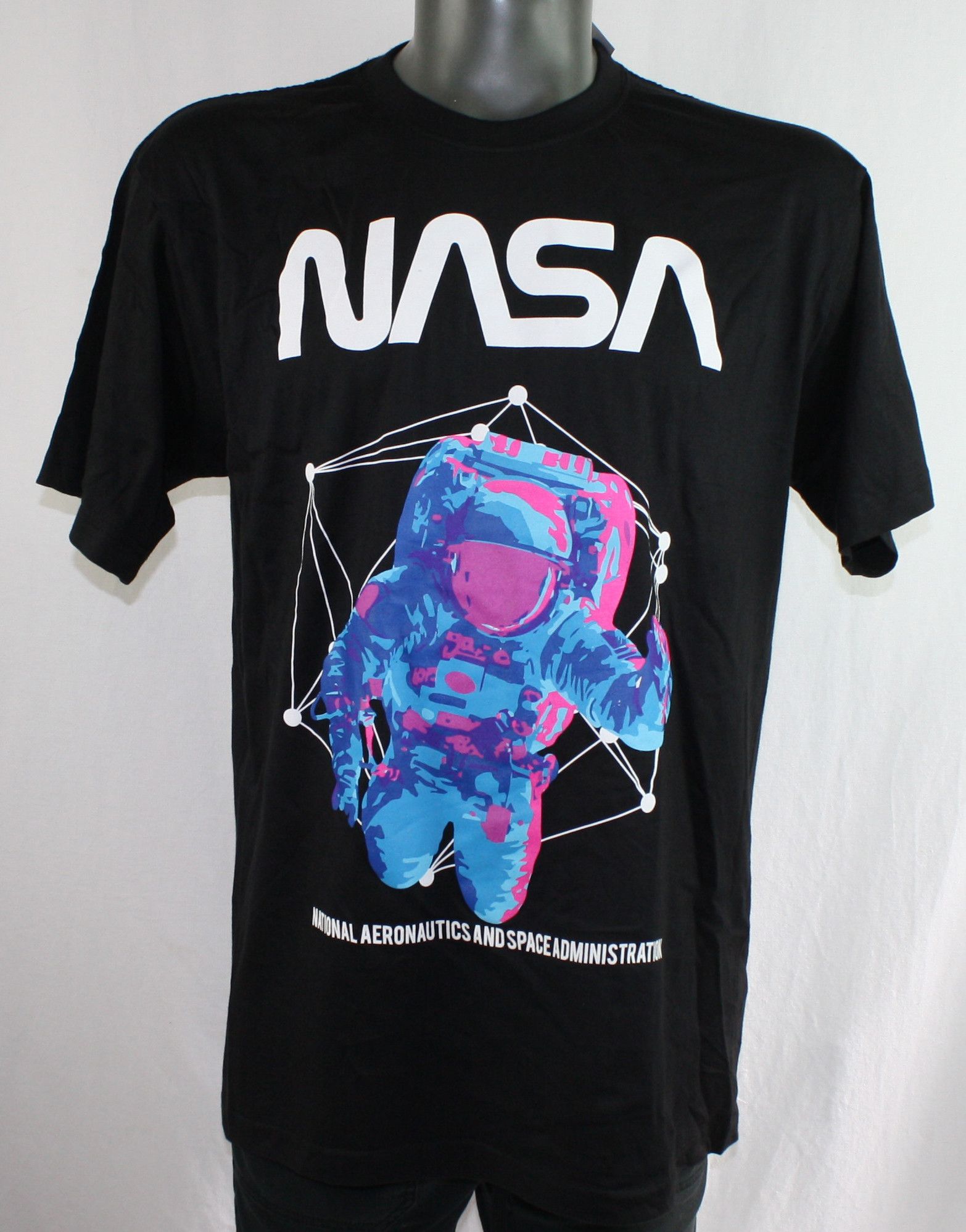 Nasa Geometric Black T Shirt Mens L Astronaut