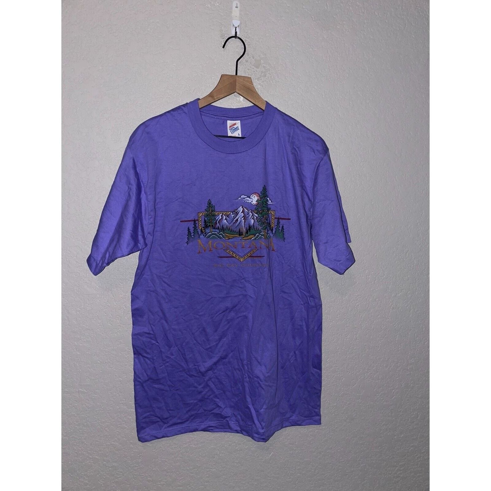 Jerzees Vintage Montana Mountain Shirt Tee Purple Jerzees Vtg 90s L