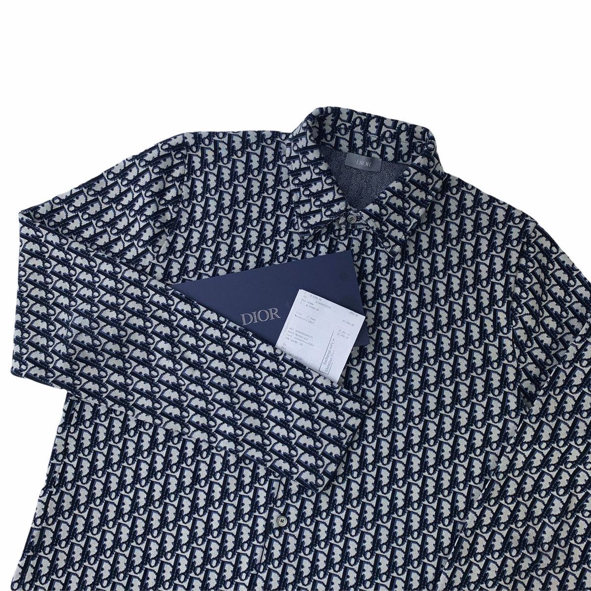 Dior Oblique Overshirt Beige Navy Blue Cotton Knit T-Shirts, Hoodie, Sweatshirt | FlexRushtees.com