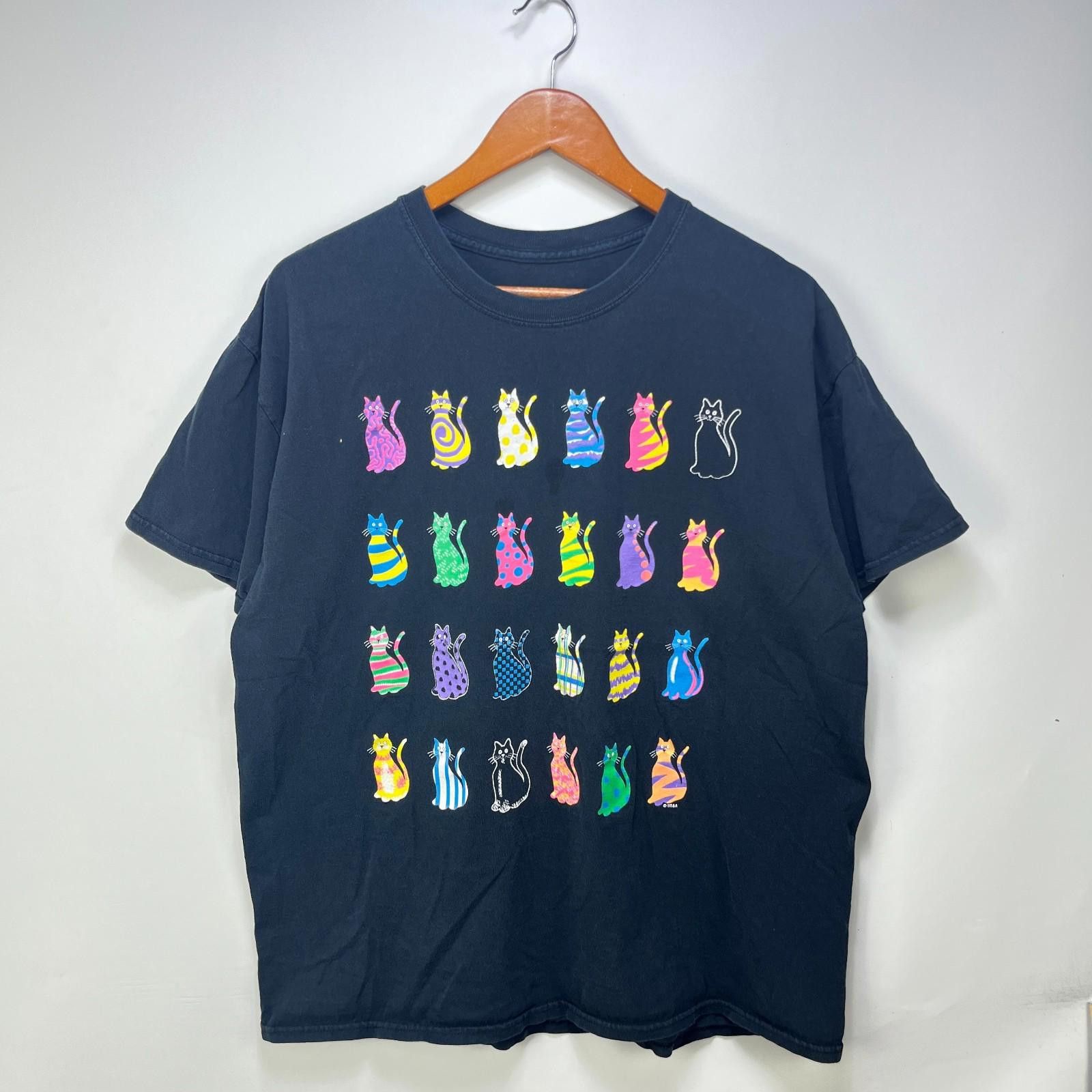 Vintage 90s Cat Animal Kitty Kitten Trippy T Shirt Xl