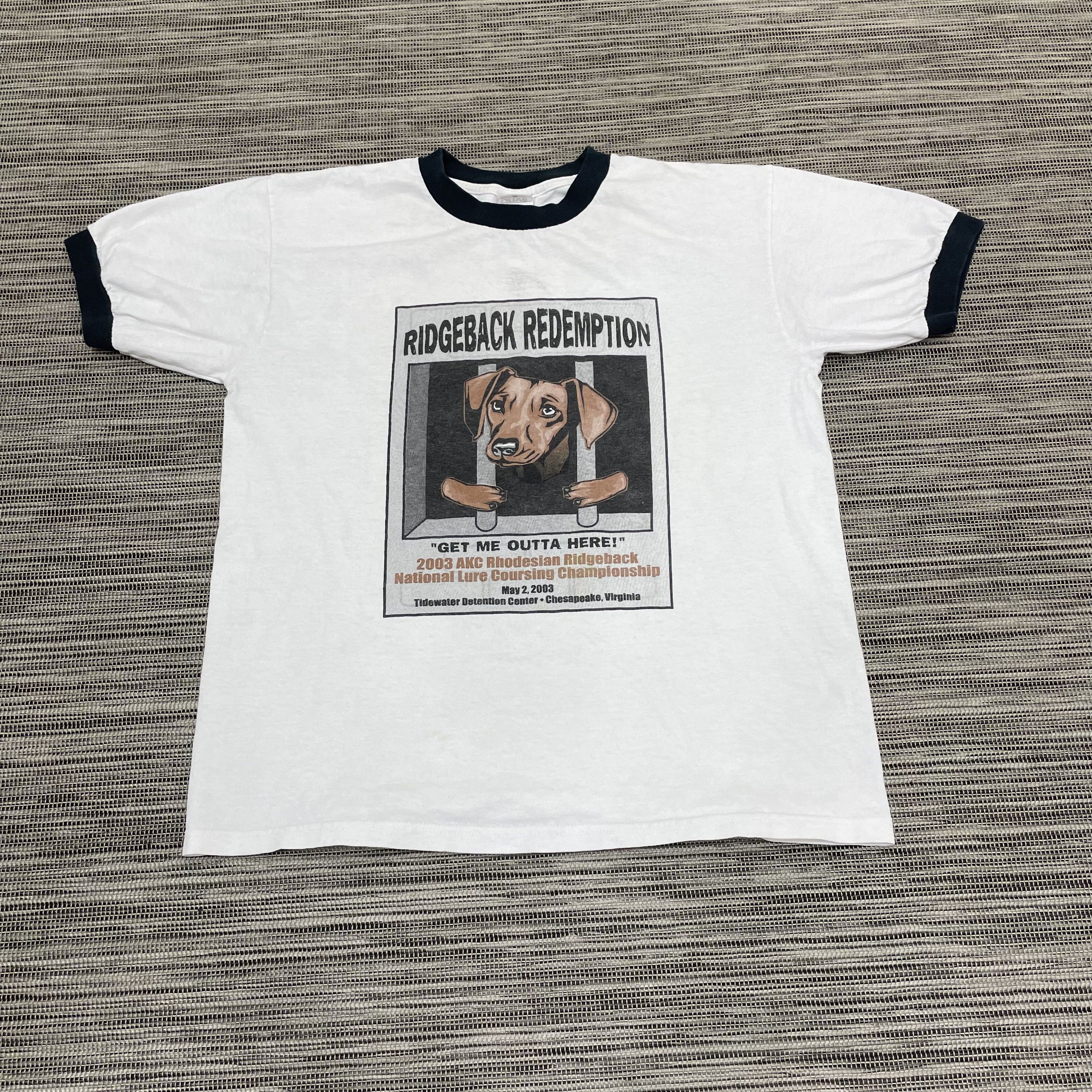 Vintage Anvil Ridgeback White And Navy Blue Ringer Tee