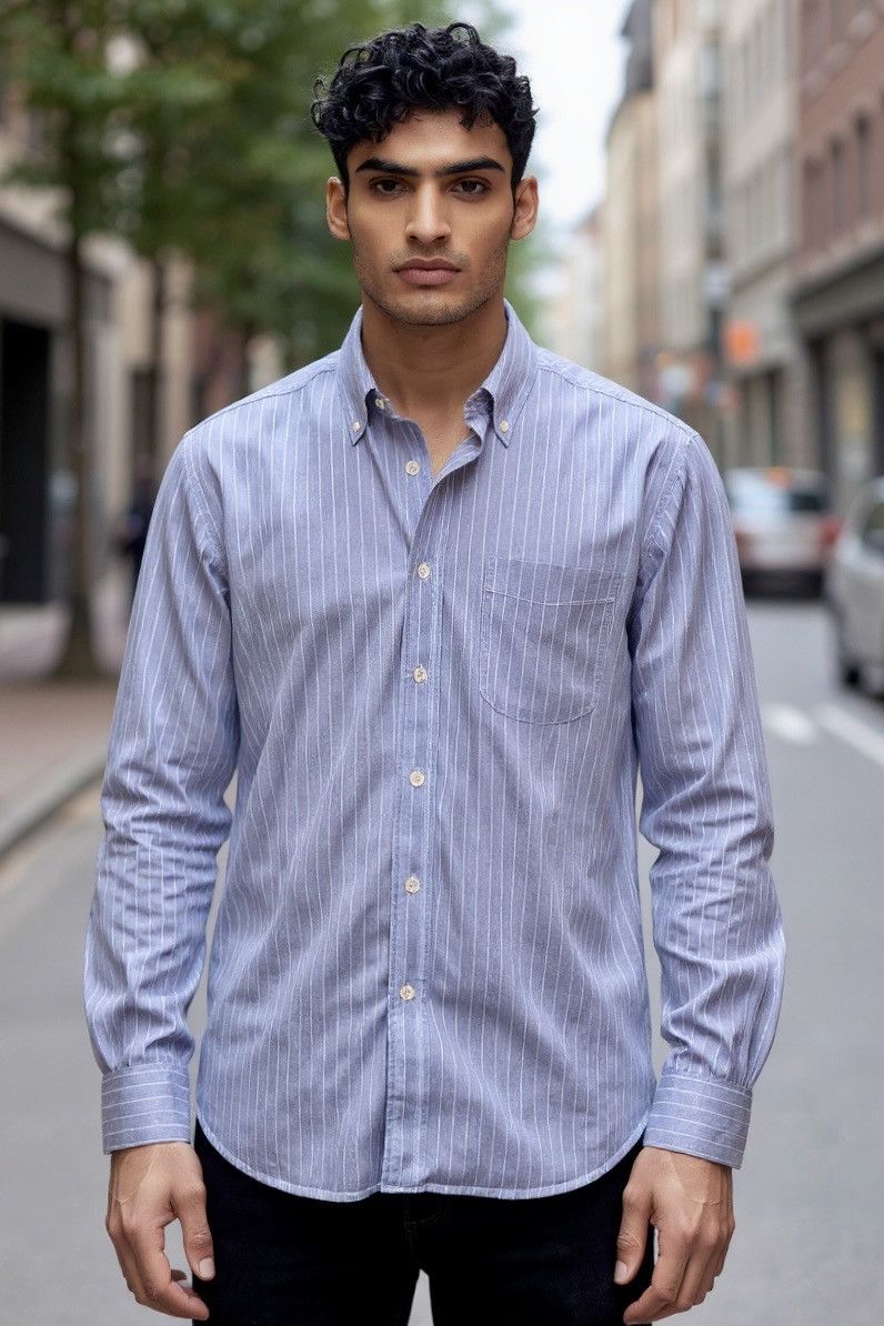 Faconnable French Blue Oxford Shirt Hoodie, Sweatshirt | FlexRushtees.com