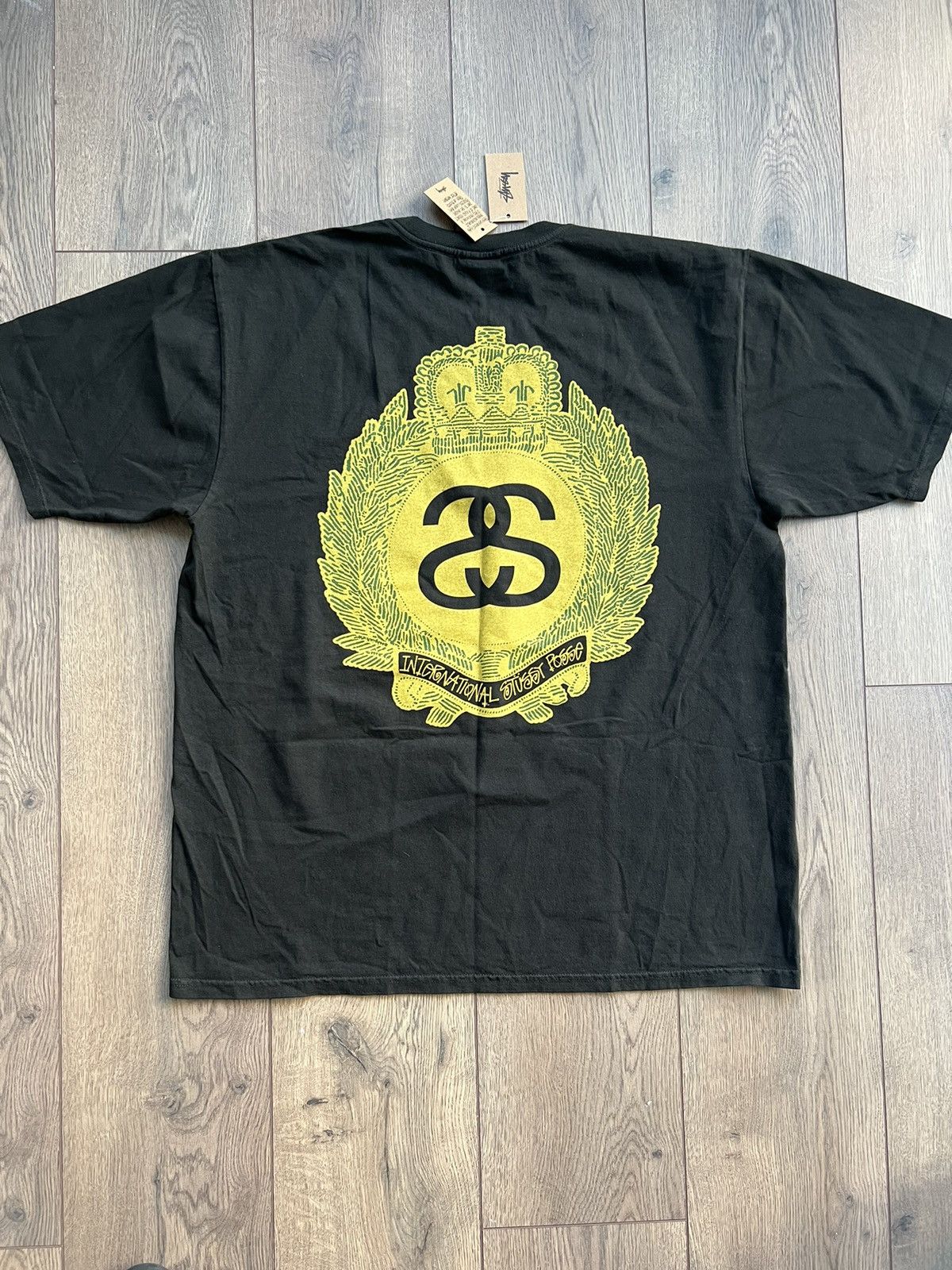 Stussy Crown Wreath Pigment Dyed Tee Large Black Hoodie, Sweatshirt | FlexRushtees.com
