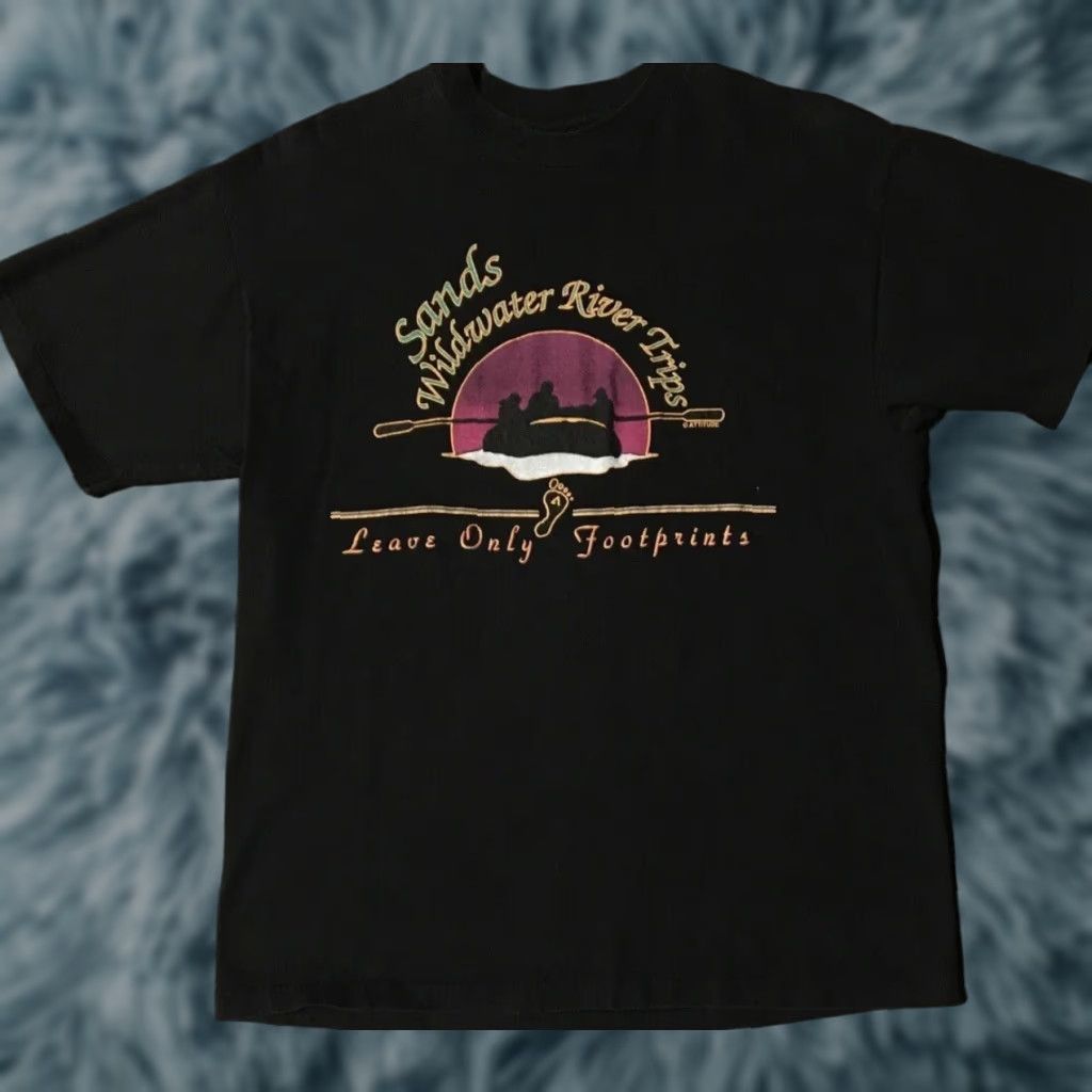 Vintage Sands Wild Water River Rafting Faded Shirt L Black 90s Grunge Usa Mens T Shirt Rock