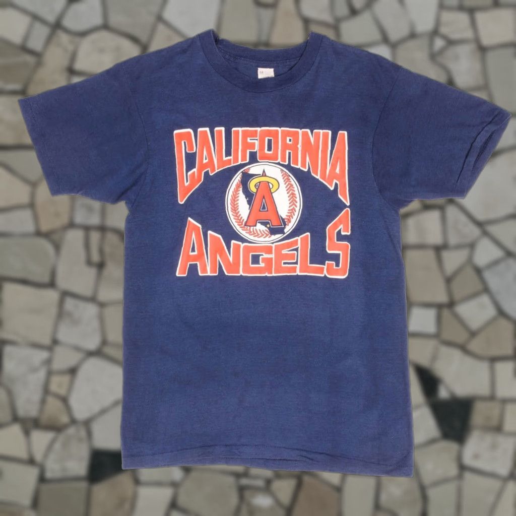 Vintage California Angels Tee Shirt 1980s Small Made In Usa Mlb Shirt Unisex Blue 100 Cotton