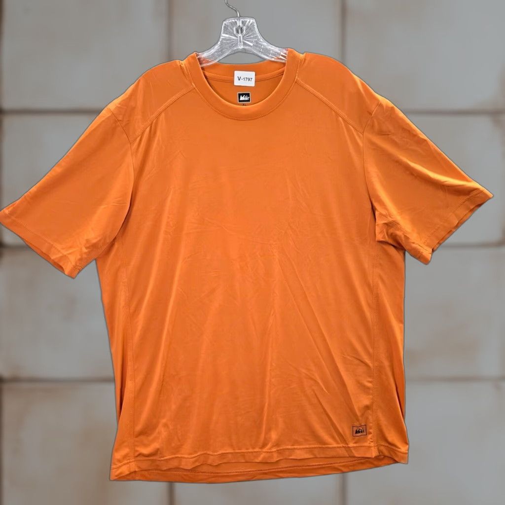 Vintage Rei Men Shirt Xl Orange Outdoor Hiking Short Sleeve Crew Neck Tee