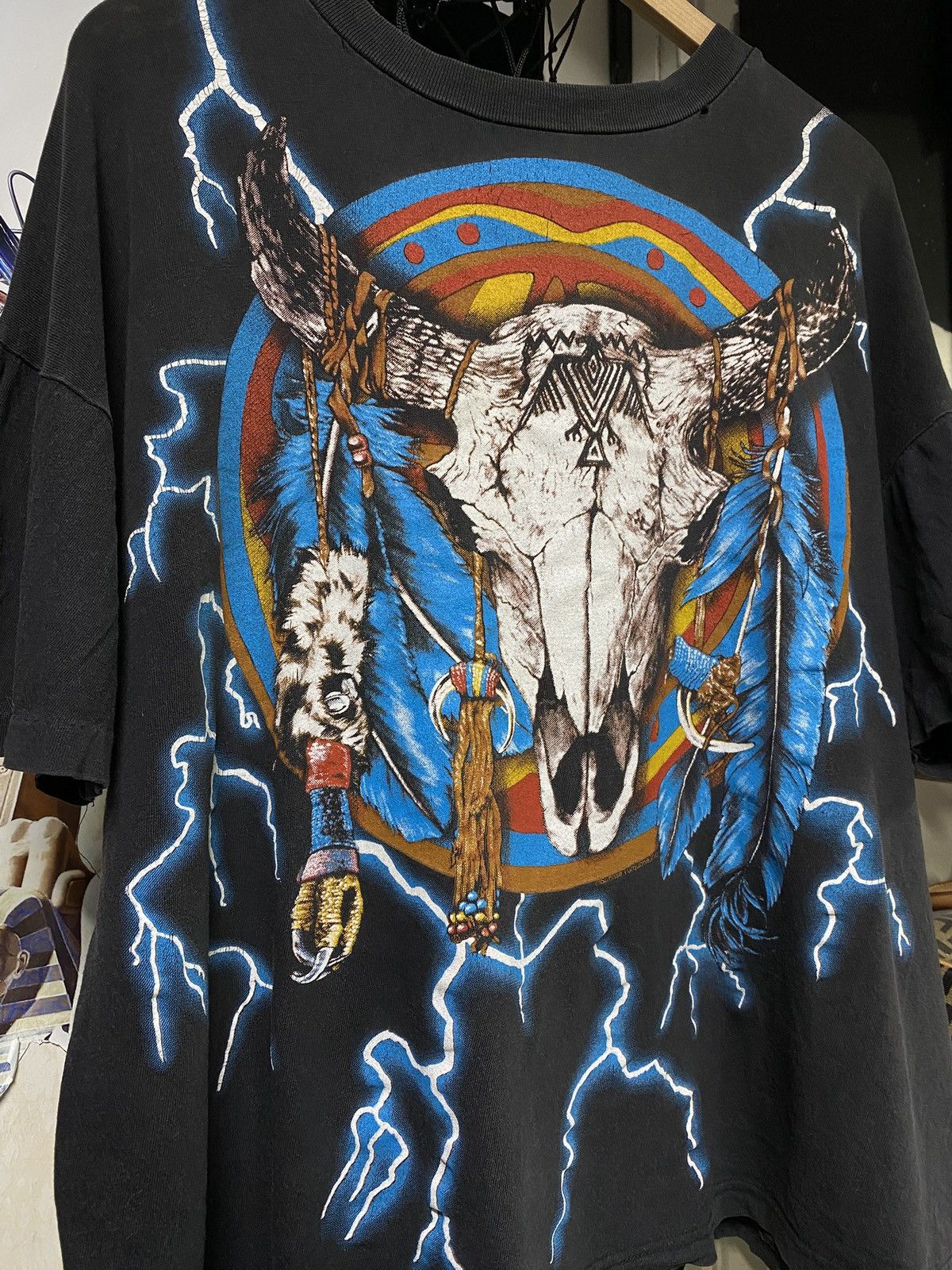 Vintage 90 S American Thunder Tribal Tee Shirt Medium