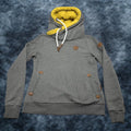 Vintage Wanakome Hoodie Womens M Gray Full Zip Hooded Sweatshirt Cowl Neck Logo Regular Fit Athletic