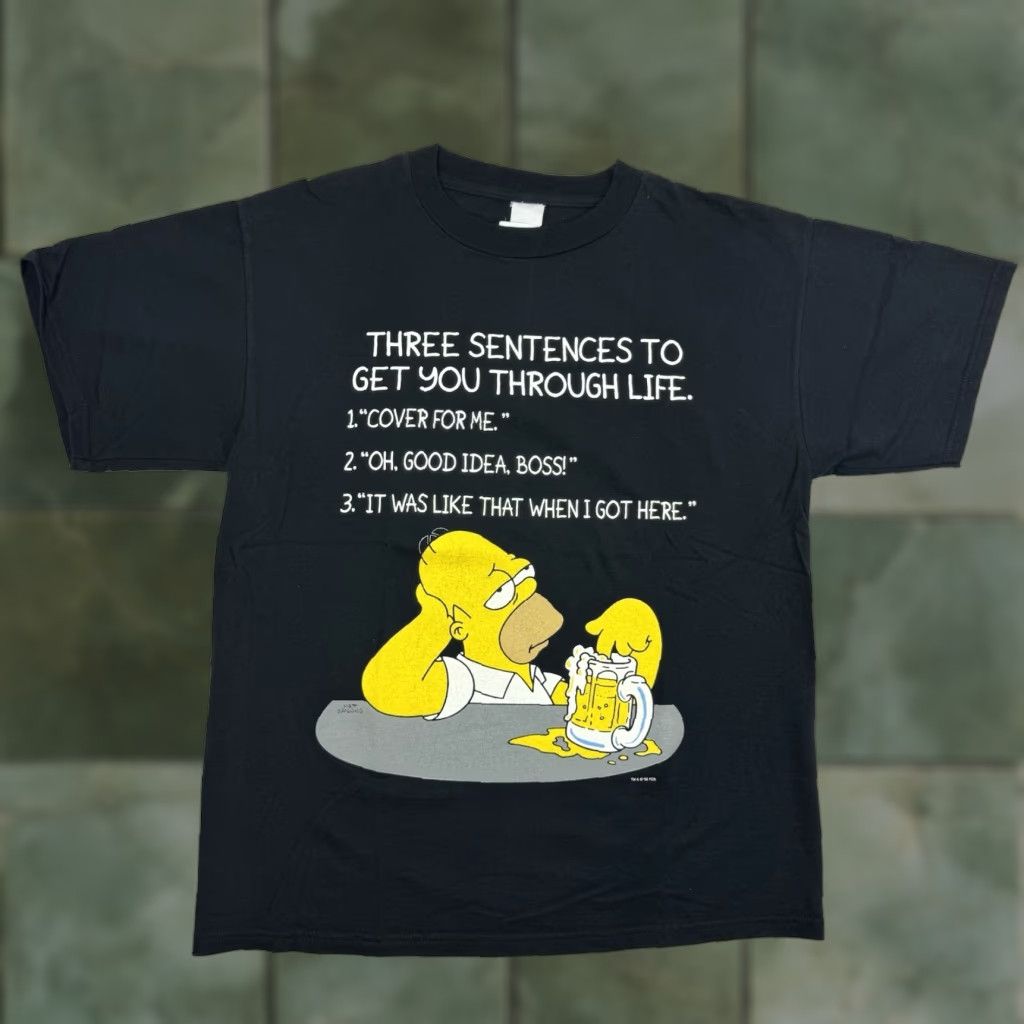 Vintage Fox Homer Simpson Funny T Shirt Adult Large Black Graphic Print 90s Cartoon Mens Hoodie, Sweatshirt