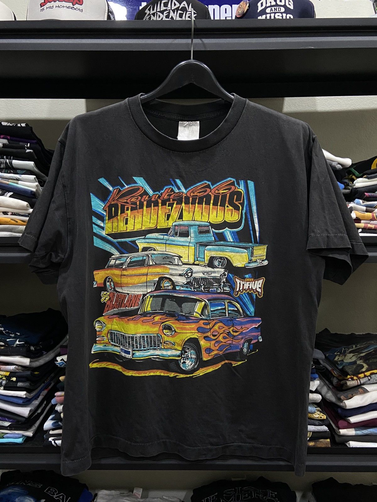 Route 66 X Vintage Vintage 90s Route 66 Rendezvous Custom Car Chevy T Shirt Hoodie, Sweatshirt | FlexRushtees.com